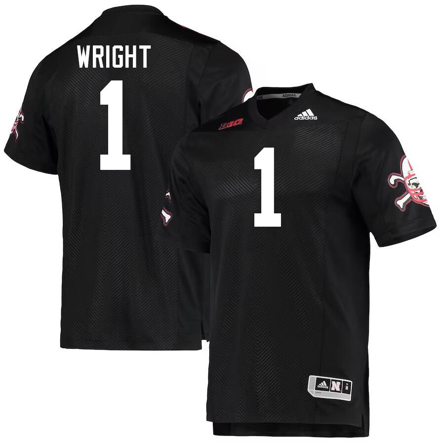 Nebraska Cornhuskers #1 Ceyair Wright College Football Jersey Stitched-Black Nebraska Cornhuskers #1 Ceyair Wright College Football Jersey Stitched-Black